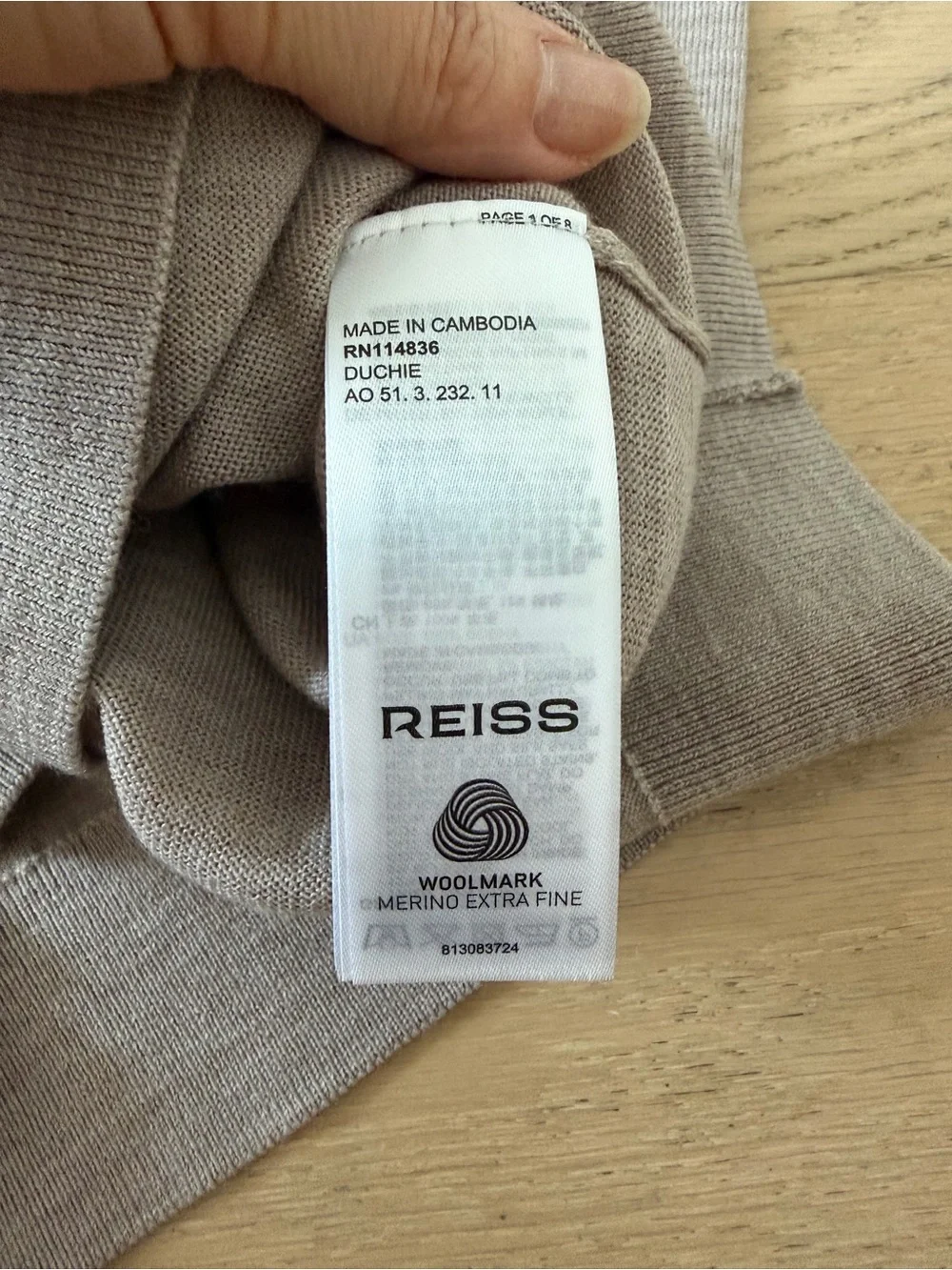 New Reiss Beige merino wool Knit Polo Shirt - Men's Short Sleeve